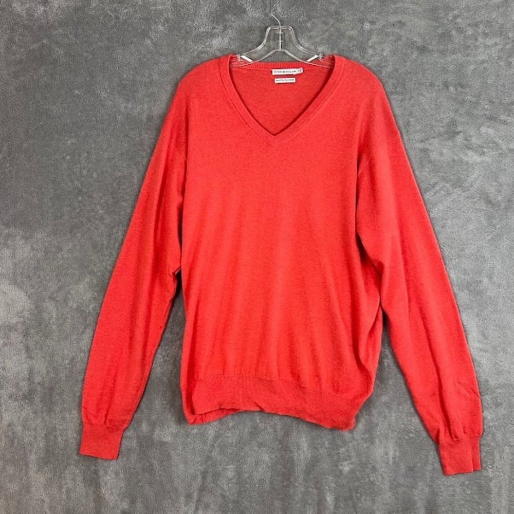 Peter Millar Sweater Mens L Cotton Cashmere V Neck Coral Preppy Lightweight